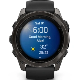 Смарт-часы Garmin Fenix 8 51mm Amoled Sapphire (010-02905-21) Carbon Gray DLC Titanium with Black/Pebble Gray Silicone Band