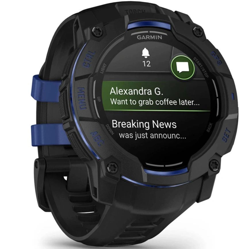 Смарт-часы Garmin Instinct 3 50mm Amoled Black/Bolt Blue Band (010-03020-03) фото 3