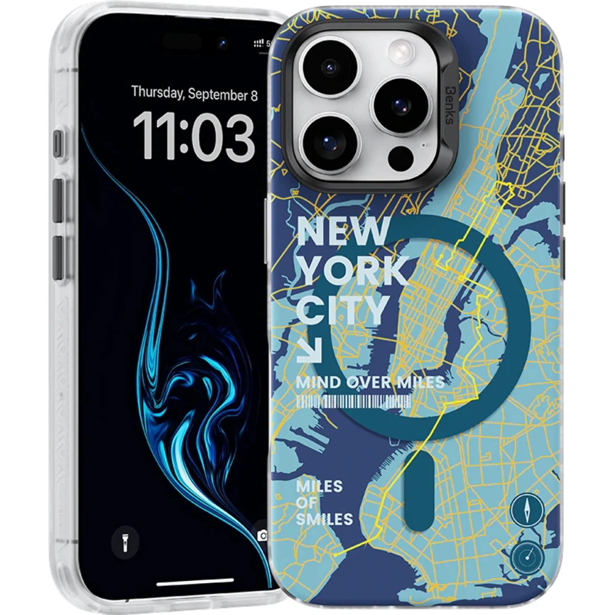 Чехол Benks Magnetic City Case with MagSafe для iPhone 16 Pro New York фото 1
