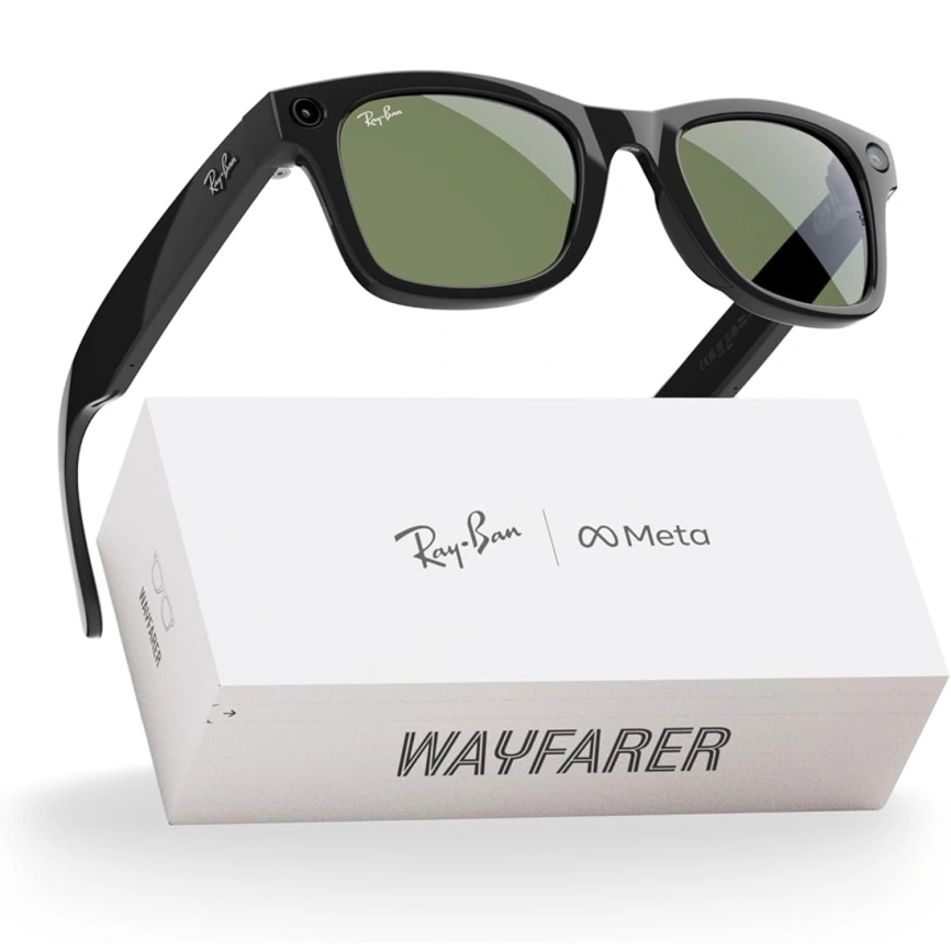 Умные очки Ray-Ban Wayfarer Shiny Black/G-15 (RW4006) M Green фото 6