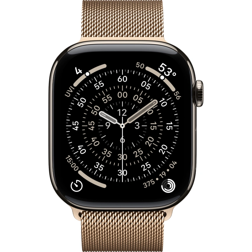 Смарт-часы Apple Watch Series 11 42mm Natural Titanium Case with Gold Milanese Loop фото 2