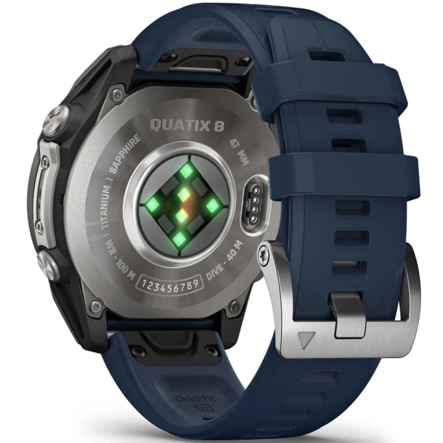Спортивные часы Garmin Quatix 8 47mm (010-02904-51) Amoled Sapphire Titanium Grey with Blue Band фото 2