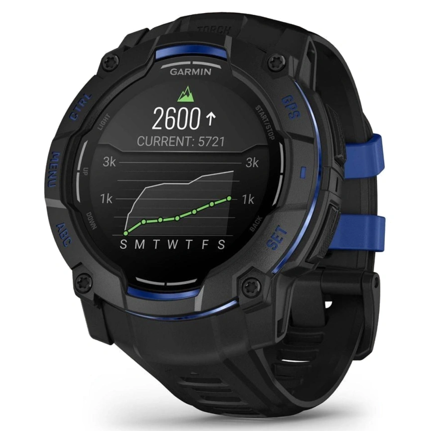 Смарт-часы Garmin Instinct 3 50mm Amoled Black/Bolt Blue Band (010-03020-03) фото 1