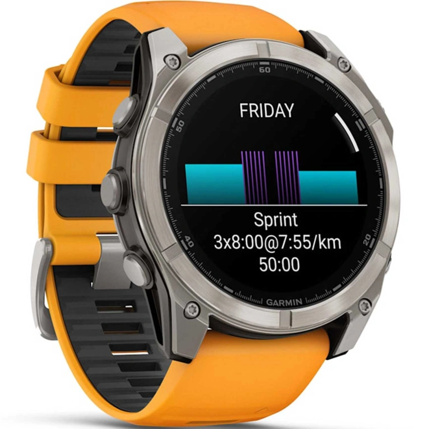 Смарт-часы Garmin Fenix 8 51mm Amoled Sapphire (010-02905-11) Titanium with Spark Orange/Graphite Silicone Band фото 3