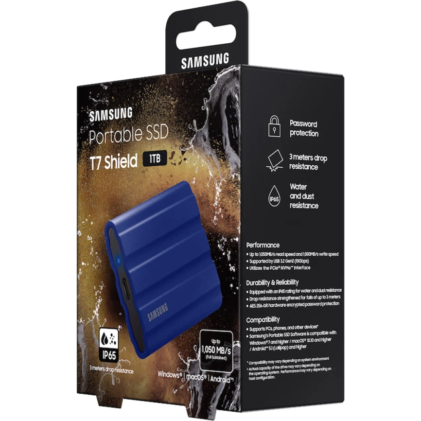 Внешний SSD накопитель Samsung T7 Shield USB 3.2 Type-C 1TB Blue (MU-PE1T0R/WW) фото 4