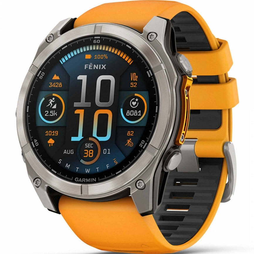 Смарт-часы Garmin Fenix 8 51mm Amoled Sapphire (010-02905-11) Titanium with Spark Orange/Graphite Silicone Band фото 1