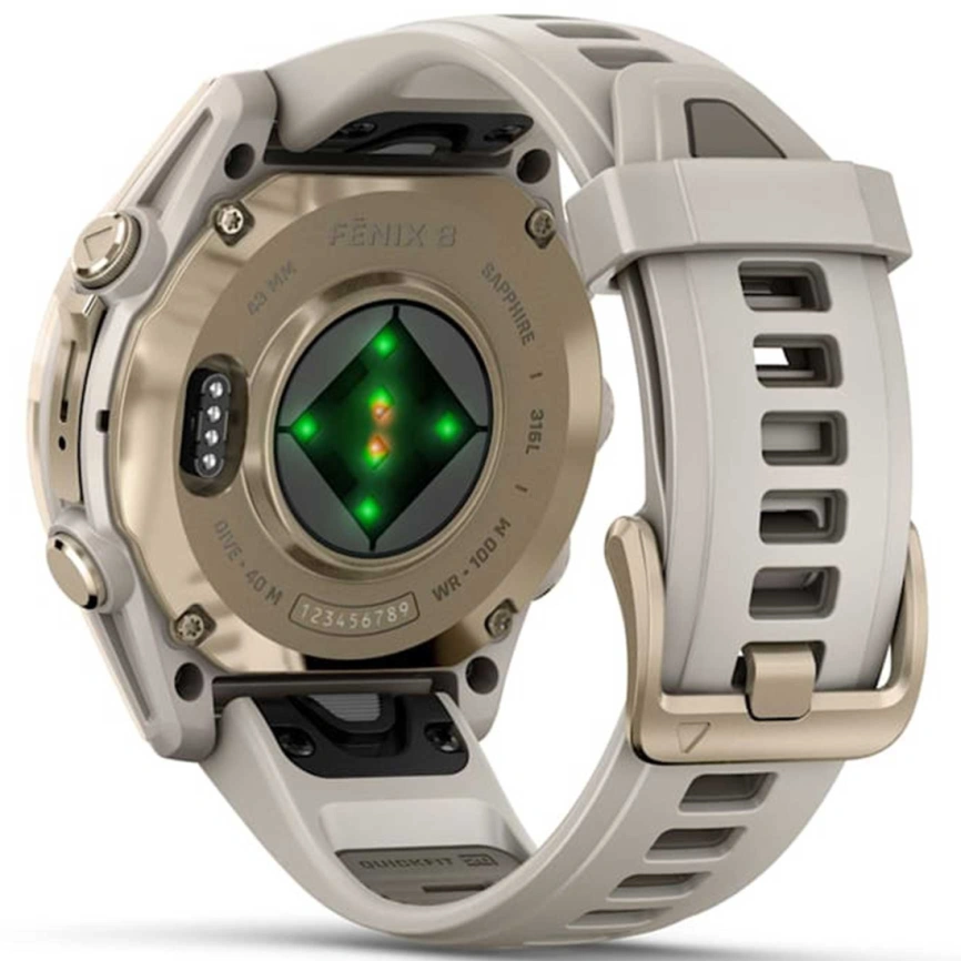 Смарт-часы Garmin Fenix 8 43mm Amoled Sapphire (010-02903-11) Soft Gold with Fog Gray/Dark Sandstone Silicone Band фото 5