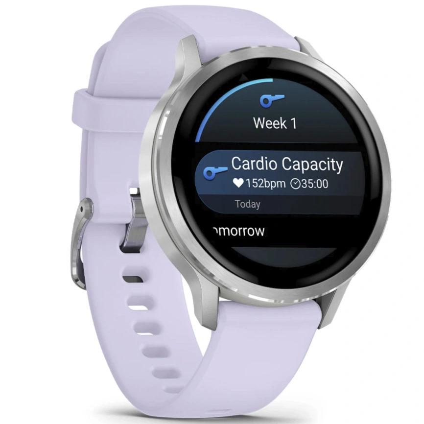 Смарт-часы Garmin Venu 4 41mm Silver Bezel With Periwinkle Silicone Band (010-03013-01) фото 3