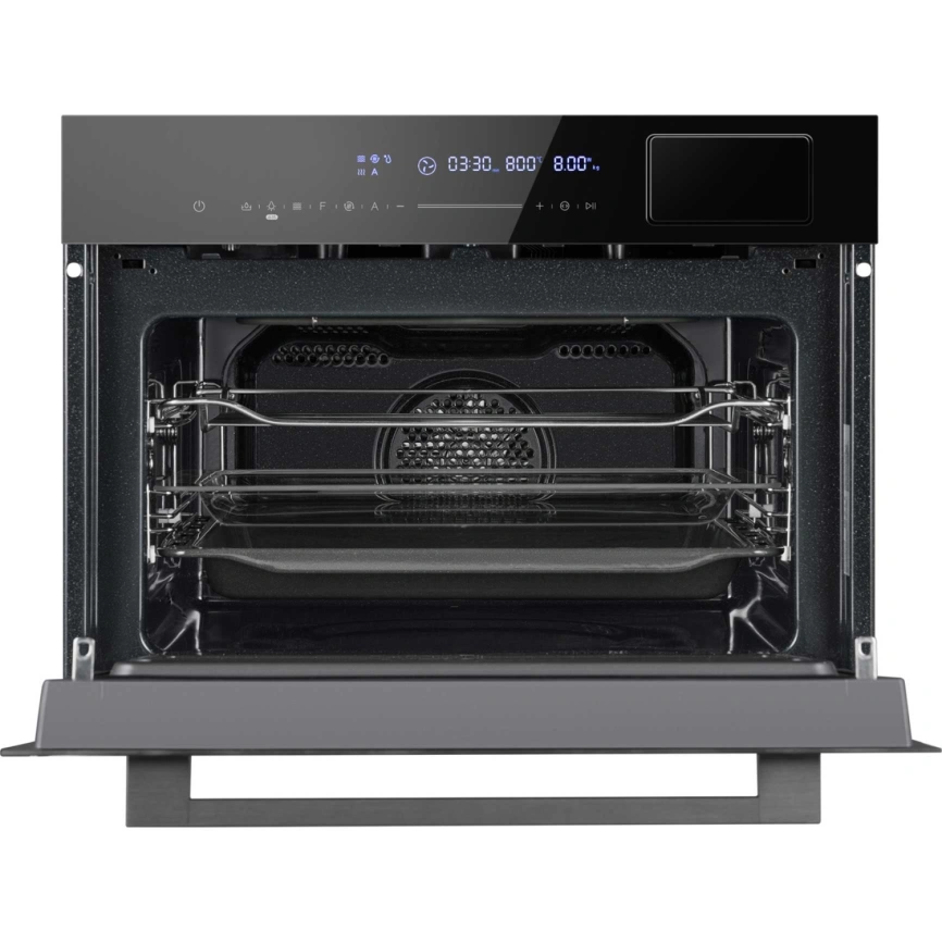 Встраиваемый компактный духовой шкаф с СВЧ и паром Weissgauff OEMS 459 PDB Black фото 4