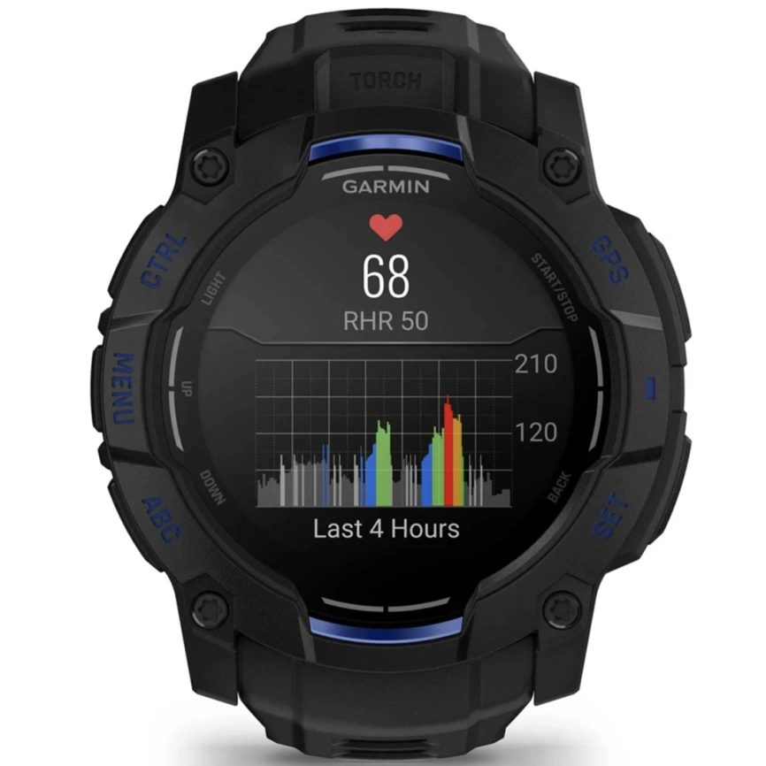 Смарт-часы Garmin Instinct 3 50mm Amoled Black/Bolt Blue Band (010-03020-03) фото 6