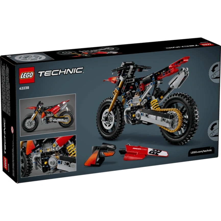 Конструктор LEGO Technic Ducati Desmo450 MX Factory Motorcycle 42238 фото 6