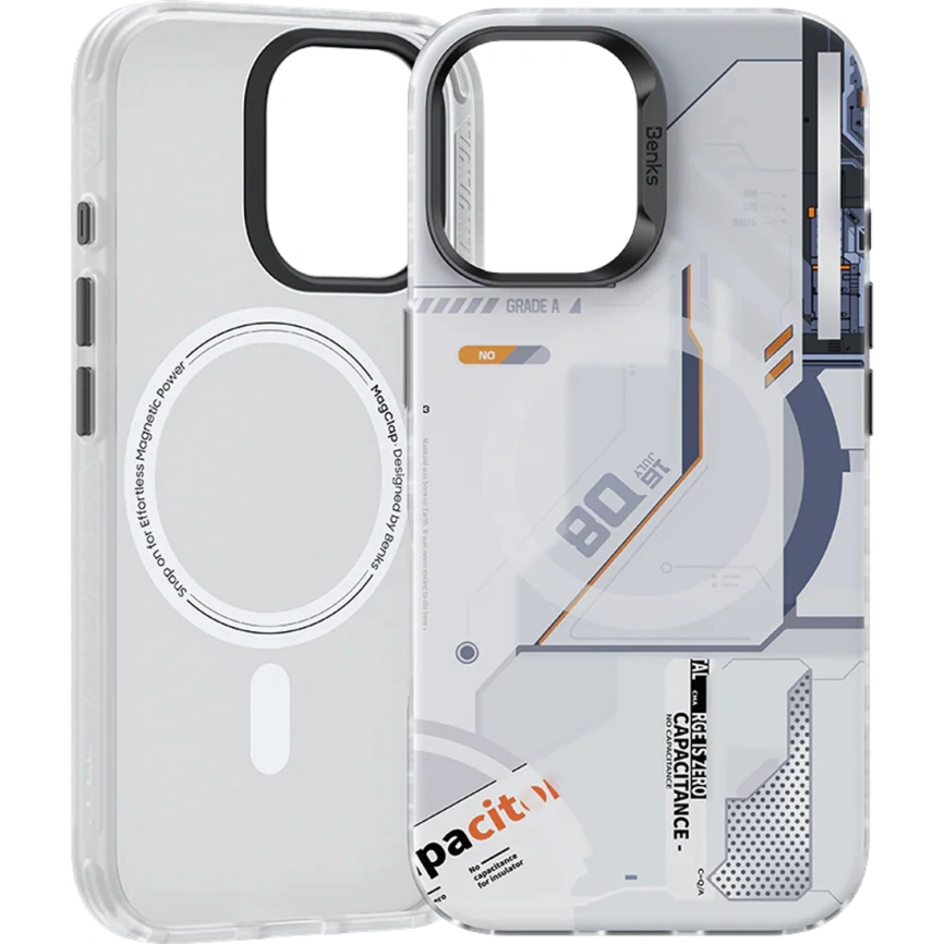 Чехол Benks Magnetic Perspective-Mecha Case with MagSafe для iPhone 16 White фото 3